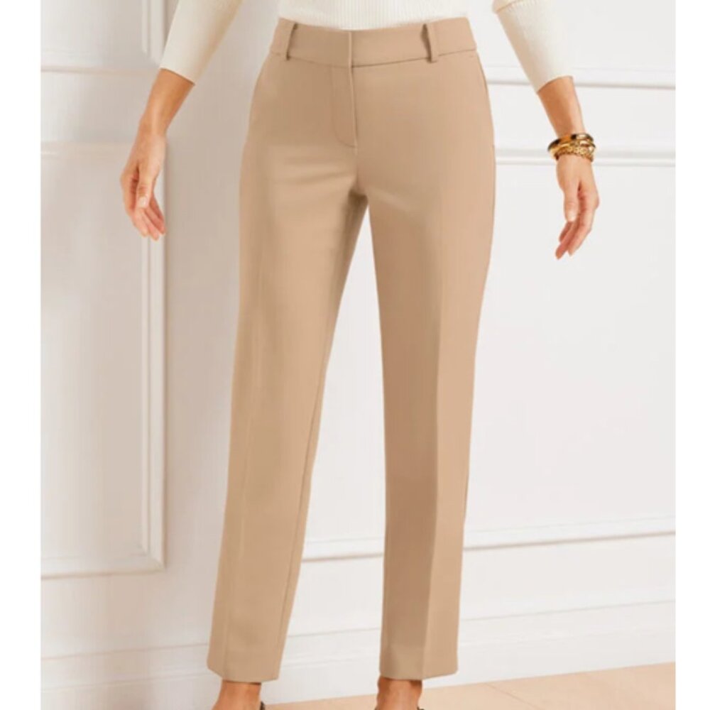 Talbots Hampshire Lightweight Double Cloth Straight Ankle Pant in Rattan-Long